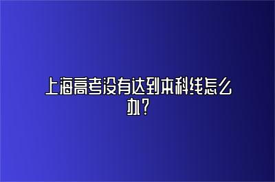 上海高考没有达到本科线怎么办？